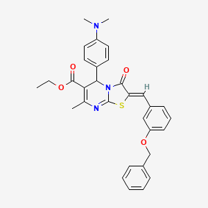 molecular formula C32H31N3O4S B3876122 ethyl 2-[3-(benzyloxy)benzylidene]-5-[4-(dimethylamino)phenyl]-7-methyl-3-oxo-2,3-dihydro-5H-[1,3]thiazolo[3,2-a]pyrimidine-6-carboxylate 