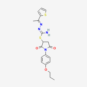 molecular formula C20H22N4O3S2 B3876160 2,5-dioxo-1-(4-propoxyphenyl)-3-pyrrolidinyl 2-[1-(2-thienyl)ethylidene]hydrazinecarbimidothioate 