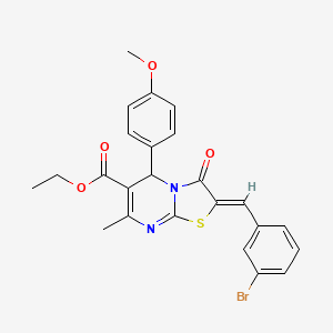 molecular formula C24H21BrN2O4S B3876246 ethyl 2-(3-bromobenzylidene)-5-(4-methoxyphenyl)-7-methyl-3-oxo-2,3-dihydro-5H-[1,3]thiazolo[3,2-a]pyrimidine-6-carboxylate 