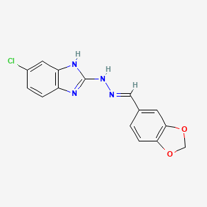 molecular formula C15H11ClN4O2 B3876247 1,3-benzodioxole-5-carbaldehyde (5-chloro-1H-benzimidazol-2-yl)hydrazone 