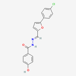 molecular formula C18H13ClN2O3 B3876285 N'-{[5-(4-chlorophenyl)-2-furyl]methylene}-4-hydroxybenzohydrazide 
