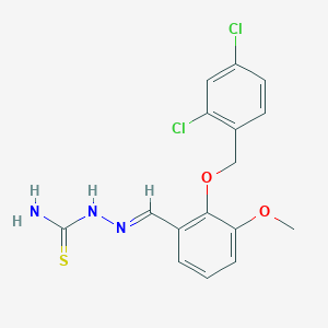 molecular formula C16H15Cl2N3O2S B3876291 2-[(2,4-dichlorobenzyl)oxy]-3-methoxybenzaldehyde thiosemicarbazone 