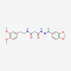molecular formula C21H23N3O6 B3876308 3-[2-(1,3-benzodioxol-5-ylmethylene)hydrazino]-N-[2-(3,4-dimethoxyphenyl)ethyl]-3-oxopropanamide 