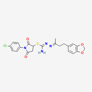 molecular formula C22H21ClN4O4S B3876329 1-(4-chlorophenyl)-2,5-dioxo-3-pyrrolidinyl 2-[3-(1,3-benzodioxol-5-yl)-1-methylpropylidene]hydrazinecarbimidothioate 