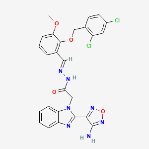 molecular formula C26H21Cl2N7O4 B3876337 2-[2-(4-amino-1,2,5-oxadiazol-3-yl)-1H-benzimidazol-1-yl]-N'-{2-[(2,4-dichlorobenzyl)oxy]-3-methoxybenzylidene}acetohydrazide 