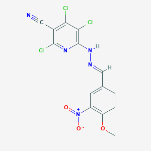 molecular formula C14H8Cl3N5O3 B387636 2,4,5-Trichloro-6-(2-{3-nitro-4-methoxybenzylidene}hydrazino)nicotinonitrile 