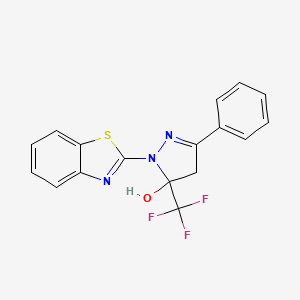 molecular formula C17H12F3N3OS B3876376 1-(1,3-benzothiazol-2-yl)-3-phenyl-5-(trifluoromethyl)-4,5-dihydro-1H-pyrazol-5-ol 
