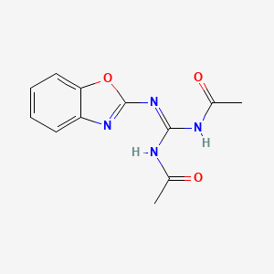 molecular formula C12H12N4O3 B3876393 N,N'-[(1,3-benzoxazol-2-ylamino)methylylidene]diacetamide 