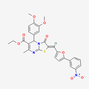 molecular formula C29H25N3O8S B3876414 ethyl 5-(3,4-dimethoxyphenyl)-7-methyl-2-{[5-(3-nitrophenyl)-2-furyl]methylene}-3-oxo-2,3-dihydro-5H-[1,3]thiazolo[3,2-a]pyrimidine-6-carboxylate 