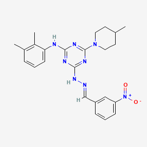 molecular formula C24H28N8O2 B3876439 3-nitrobenzaldehyde [4-[(2,3-dimethylphenyl)amino]-6-(4-methyl-1-piperidinyl)-1,3,5-triazin-2-yl]hydrazone 