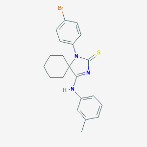 molecular formula C21H22BrN3S B387644 1-(4-Bromophenyl)-4-[(3-methylphenyl)imino]-1,3-diazaspiro[4.5]decane-2-thione 
