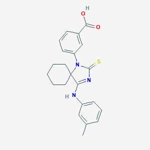 molecular formula C22H23N3O2S B387645 3-{4-[(3-Methylphenyl)imino]-2-thioxo-1,3-diazaspiro[4.5]dec-1-yl}benzoic acid 