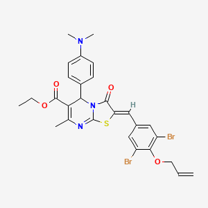 molecular formula C28H27Br2N3O4S B3876457 ethyl 2-[4-(allyloxy)-3,5-dibromobenzylidene]-5-[4-(dimethylamino)phenyl]-7-methyl-3-oxo-2,3-dihydro-5H-[1,3]thiazolo[3,2-a]pyrimidine-6-carboxylate 