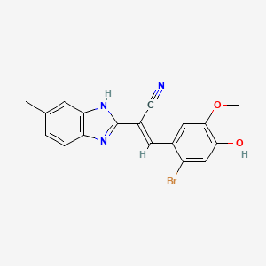 molecular formula C18H14BrN3O2 B3876473 3-(2-bromo-4-hydroxy-5-methoxyphenyl)-2-(5-methyl-1H-benzimidazol-2-yl)acrylonitrile 