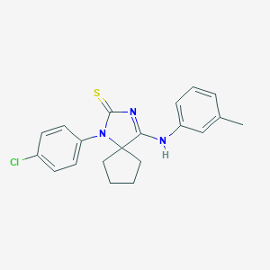 molecular formula C20H20ClN3S B387648 1-(4-Chlorophenyl)-4-[(3-methylphenyl)imino]-1,3-diazaspiro[4.4]nonane-2-thione 