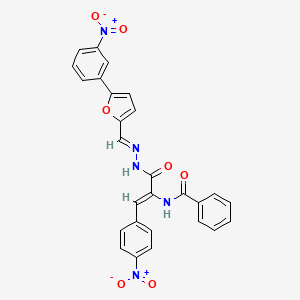 molecular formula C27H19N5O7 B3876498 N-{2-(4-nitrophenyl)-1-[(2-{[5-(3-nitrophenyl)-2-furyl]methylene}hydrazino)carbonyl]vinyl}benzamide 