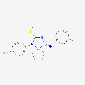 molecular formula C21H22BrN3S B387650 N-[1-(4-bromophenyl)-2-(methylsulfanyl)-1,3-diazaspiro[4.4]non-2-en-4-yliden]-N-(3-methylphenyl)amine 