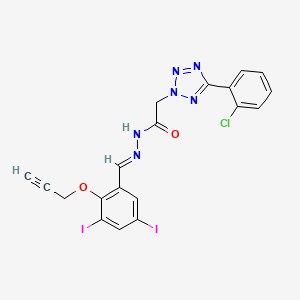molecular formula C19H13ClI2N6O2 B3876523 2-[5-(2-chlorophenyl)-2H-tetrazol-2-yl]-N'-[3,5-diiodo-2-(2-propyn-1-yloxy)benzylidene]acetohydrazide 