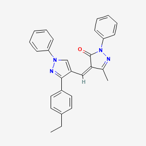 molecular formula C28H24N4O B3876546 4-{[3-(4-ethylphenyl)-1-phenyl-1H-pyrazol-4-yl]methylene}-5-methyl-2-phenyl-2,4-dihydro-3H-pyrazol-3-one 