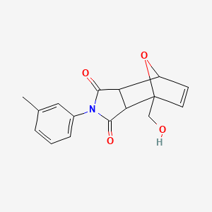 molecular formula C16H15NO4 B3876557 1-(hydroxymethyl)-4-(3-methylphenyl)-10-oxa-4-azatricyclo[5.2.1.0~2,6~]dec-8-ene-3,5-dione 