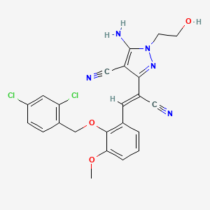 5-AMINO-3-[(1Z)-1-CYANO-2-{2-[(2,4-DICHLOROPHENYL)METHOXY]-3-METHOXYPHENYL}ETH-1-EN-1-YL]-1-(2-HYDROXYETHYL)-1H-PYRAZOLE-4-CARBONITRILE