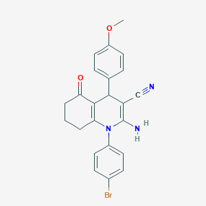 molecular formula C23H20BrN3O2 B387658 2-Amino-1-(4-bromophenyl)-4-(4-methoxyphenyl)-5-oxo-1,4,5,6,7,8-hexahydroquinoline-3-carbonitrile 