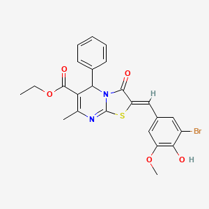 molecular formula C24H21BrN2O5S B3876626 ethyl 2-(3-bromo-4-hydroxy-5-methoxybenzylidene)-7-methyl-3-oxo-5-phenyl-2,3-dihydro-5H-[1,3]thiazolo[3,2-a]pyrimidine-6-carboxylate 