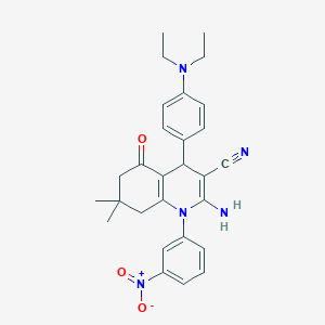 2-Amino-4-[4-(diethylamino)phenyl]-1-{3-nitrophenyl}-7,7-dimethyl-5-oxo-1,4,5,6,7,8-hexahydroquinoline-3-carbonitrile