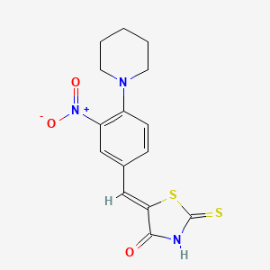 molecular formula C15H15N3O3S2 B3876644 5-[3-nitro-4-(1-piperidinyl)benzylidene]-2-thioxo-1,3-thiazolidin-4-one 