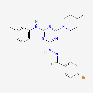 molecular formula C24H28BrN7 B3876653 4-bromobenzaldehyde [4-[(2,3-dimethylphenyl)amino]-6-(4-methyl-1-piperidinyl)-1,3,5-triazin-2-yl]hydrazone 