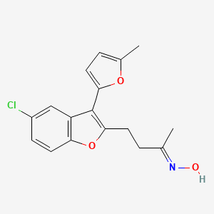 molecular formula C17H16ClNO3 B3876695 4-[5-chloro-3-(5-methyl-2-furyl)-1-benzofuran-2-yl]-2-butanone oxime 