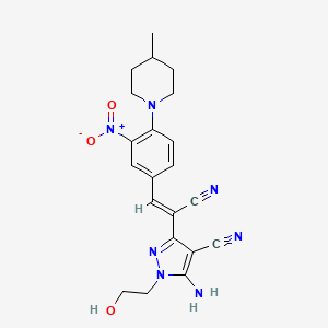molecular formula C21H23N7O3 B3876703 5-amino-3-{1-cyano-2-[4-(4-methyl-1-piperidinyl)-3-nitrophenyl]vinyl}-1-(2-hydroxyethyl)-1H-pyrazole-4-carbonitrile 