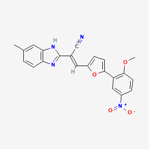 molecular formula C22H16N4O4 B3876744 3-[5-(2-methoxy-5-nitrophenyl)-2-furyl]-2-(5-methyl-1H-benzimidazol-2-yl)acrylonitrile 