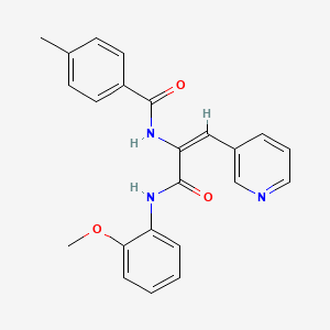 molecular formula C23H21N3O3 B3876774 N-[1-{[(2-methoxyphenyl)amino]carbonyl}-2-(3-pyridinyl)vinyl]-4-methylbenzamide 