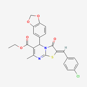 ethyl 5-(1,3-benzodioxol-5-yl)-2-(4-chlorobenzylidene)-7-methyl-3-oxo-2,3-dihydro-5H-[1,3]thiazolo[3,2-a]pyrimidine-6-carboxylate