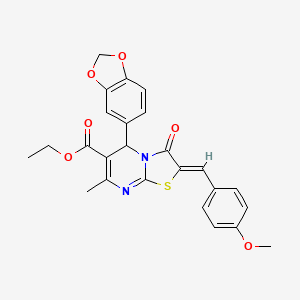 ethyl 5-(1,3-benzodioxol-5-yl)-2-(4-methoxybenzylidene)-7-methyl-3-oxo-2,3-dihydro-5H-[1,3]thiazolo[3,2-a]pyrimidine-6-carboxylate