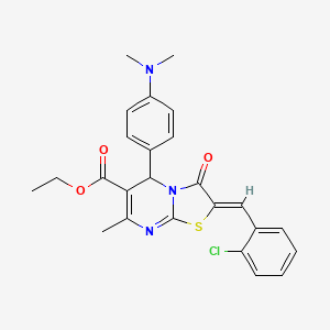 molecular formula C25H24ClN3O3S B3876825 ethyl 2-(2-chlorobenzylidene)-5-[4-(dimethylamino)phenyl]-7-methyl-3-oxo-2,3-dihydro-5H-[1,3]thiazolo[3,2-a]pyrimidine-6-carboxylate 