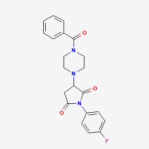 molecular formula C21H20FN3O3 B3876898 3-(4-benzoyl-1-piperazinyl)-1-(4-fluorophenyl)-2,5-pyrrolidinedione 