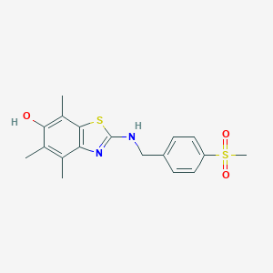 molecular formula C18H20N2O3S2 B038769 4,5,7-Trimethyl-2-[(4-methylsulfonylphenyl)methylamino]-1,3-benzothiazol-6-ol CAS No. 120164-45-6