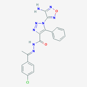 molecular formula C19H15ClN8O2 B387692 1-(4-amino-1,2,5-oxadiazol-3-yl)-N'-[(1E)-1-(4-chlorophenyl)ethylidene]-5-phenyl-1H-1,2,3-triazole-4-carbohydrazide 