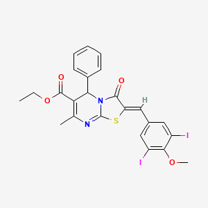 molecular formula C24H20I2N2O4S B3876938 ethyl 2-(3,5-diiodo-4-methoxybenzylidene)-7-methyl-3-oxo-5-phenyl-2,3-dihydro-5H-[1,3]thiazolo[3,2-a]pyrimidine-6-carboxylate 
