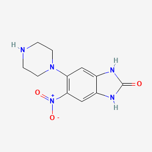 molecular formula C11H13N5O3 B3876948 5-nitro-6-(1-piperazinyl)-1,3-dihydro-2H-benzimidazol-2-one 