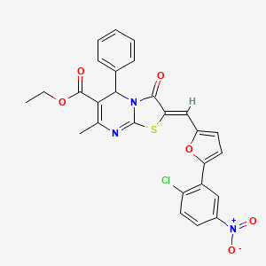molecular formula C27H20ClN3O6S B3876961 ethyl 2-{[5-(2-chloro-5-nitrophenyl)-2-furyl]methylene}-7-methyl-3-oxo-5-phenyl-2,3-dihydro-5H-[1,3]thiazolo[3,2-a]pyrimidine-6-carboxylate 