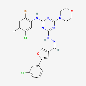 molecular formula C25H22BrCl2N7O2 B3876987 5-(3-chlorophenyl)-3-furaldehyde [4-[(2-bromo-5-chloro-4-methylphenyl)amino]-6-(4-morpholinyl)-1,3,5-triazin-2-yl]hydrazone 
