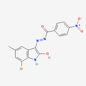 molecular formula C16H11BrN4O4 B3876996 N'-(7-bromo-5-methyl-2-oxo-1,2-dihydro-3H-indol-3-ylidene)-4-nitrobenzohydrazide 