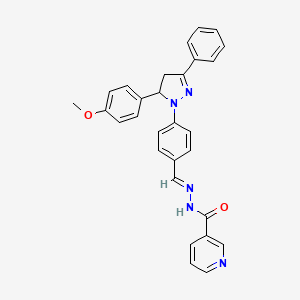 molecular formula C29H25N5O2 B3877039 N'-{4-[5-(4-methoxyphenyl)-3-phenyl-4,5-dihydro-1H-pyrazol-1-yl]benzylidene}nicotinohydrazide 