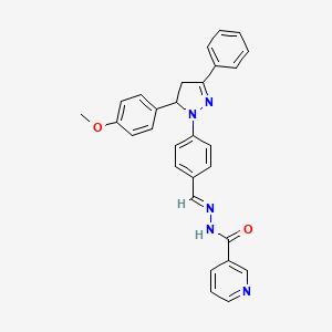 molecular formula C29H25N5O2 B3877039 N'-{4-[5-(4-甲氧基苯基)-3-苯基-4,5-二氢-1H-吡唑-1-基]亚苄基}烟酰肼 