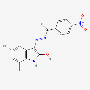 molecular formula C16H11BrN4O4 B3877077 N'-(5-bromo-7-methyl-2-oxo-1,2-dihydro-3H-indol-3-ylidene)-4-nitrobenzohydrazide 