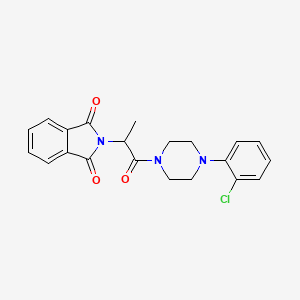molecular formula C21H20ClN3O3 B3877087 2-{2-[4-(2-chlorophenyl)-1-piperazinyl]-1-methyl-2-oxoethyl}-1H-isoindole-1,3(2H)-dione 