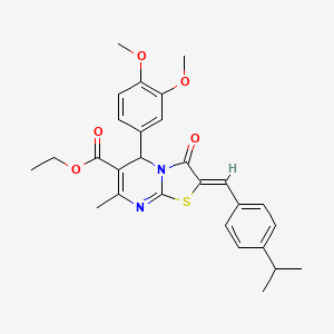 molecular formula C28H30N2O5S B3877115 ethyl 5-(3,4-dimethoxyphenyl)-2-(4-isopropylbenzylidene)-7-methyl-3-oxo-2,3-dihydro-5H-[1,3]thiazolo[3,2-a]pyrimidine-6-carboxylate 